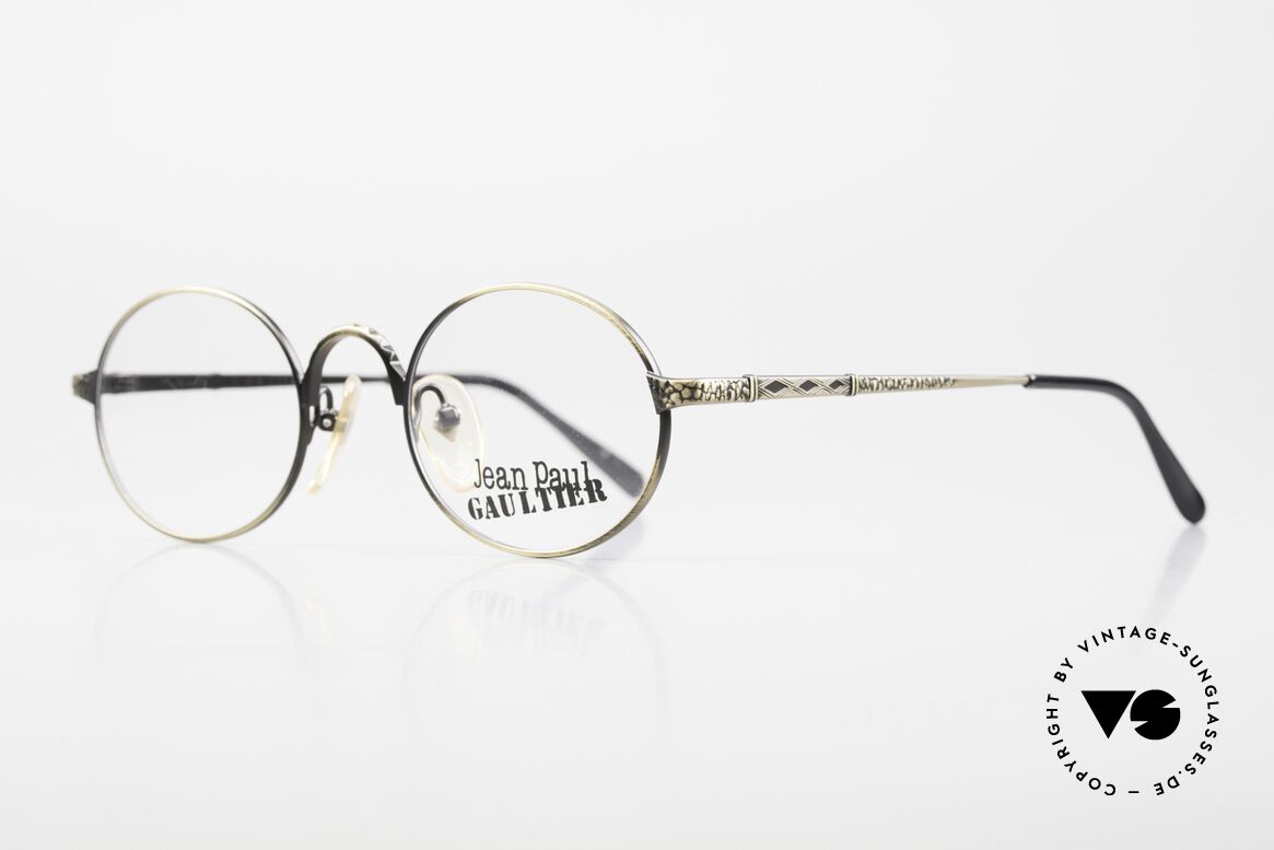 Jean Paul Gaultier 55-9672 Rare Ovale 90er JPG Fassung, 'smoke gold' Lackierung mit orig. DEMO-Gläsern, Passend für Herren und Damen