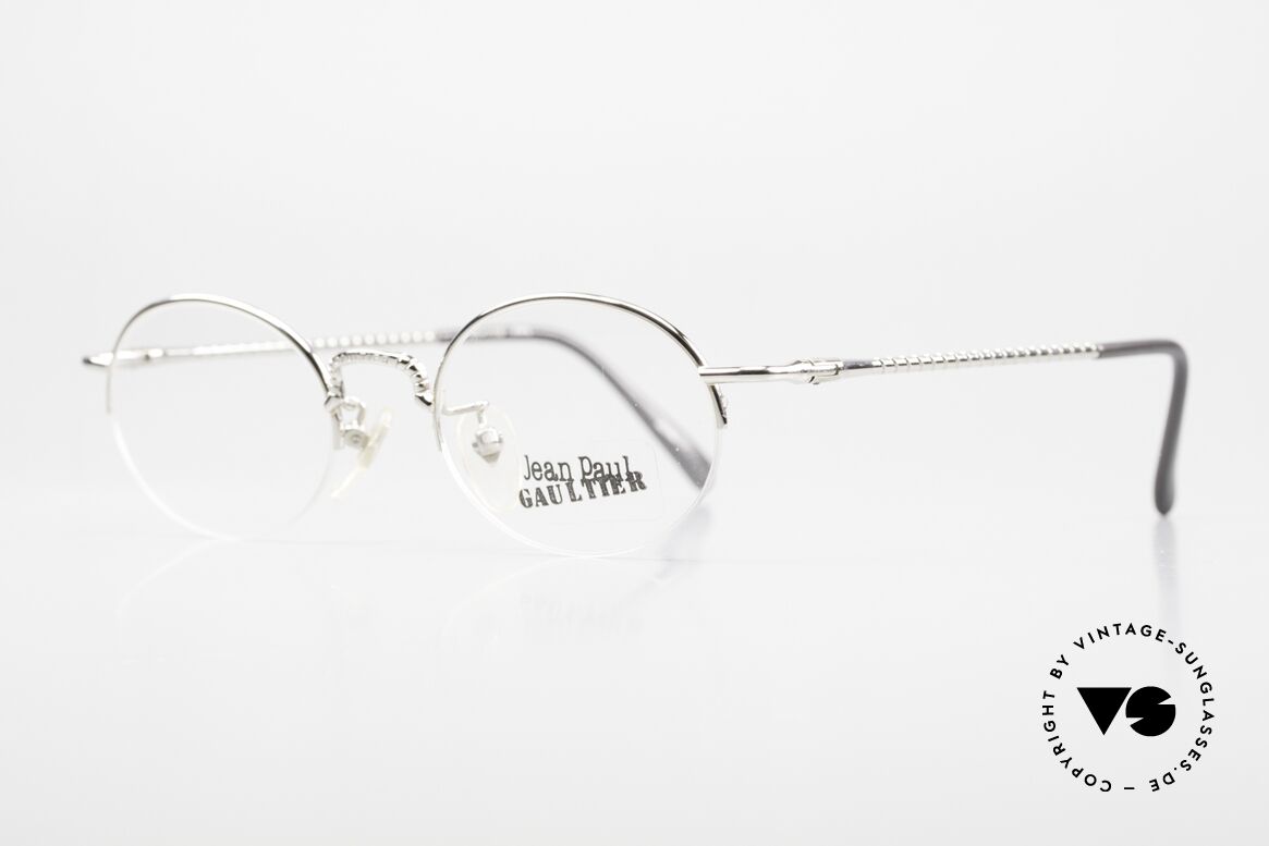 Jean Paul Gaultier 55-7104 Kleine Ovale Brille 90er, sehr leicht & angenehm zu tragen (halb randlos), Passend für Herren und Damen