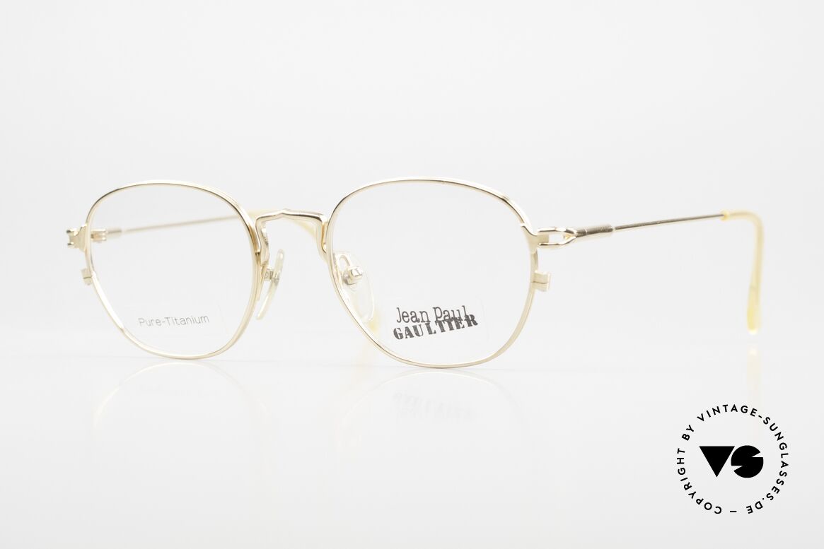 Jean Paul Gaultier 55-3182 Vergoldete Titanium Brille, edle 90er Jean Paul Gaultier vintage Titanium-Brille, Passend für Herren und Damen