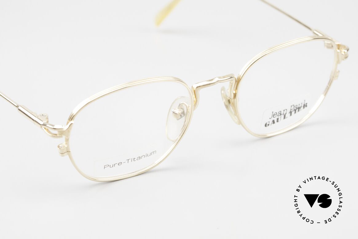 Jean Paul Gaultier 55-3182 Vergoldete Titanium Brille, KEINE RETROBRILLE, sondern ein Original von ca. 1997, Passend für Herren und Damen
