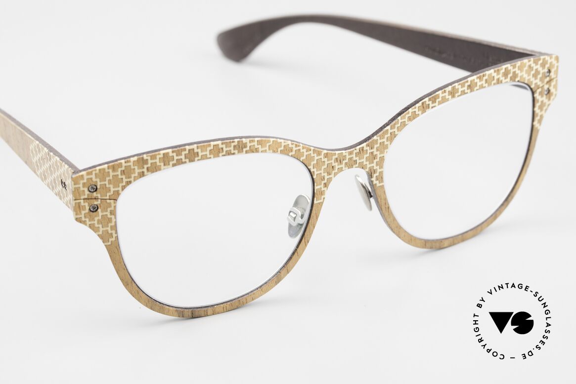 Lucas de Stael Nemus 01 Holz Leder Damenbrille, ungetragen von 2017; Lieferung in einem de Staël Etui, Passend für Damen