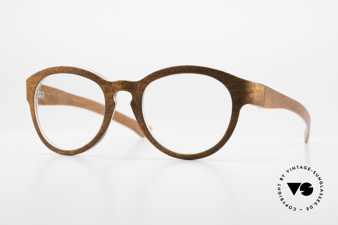 W-Eye Dianthus Naturbrille Rund Unisex, W-Eye Holzbrille aus Italien in Größe 49-20, 127 S, Passend für Herren und Damen