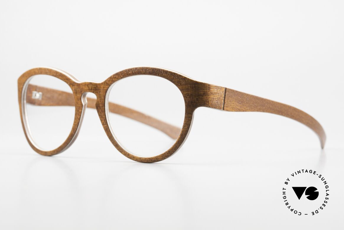 W-Eye Dianthus Naturbrille Rund Unisex, dann mit Alufolien kombiniert; siehe www.w-eye.it, Passend für Herren und Damen