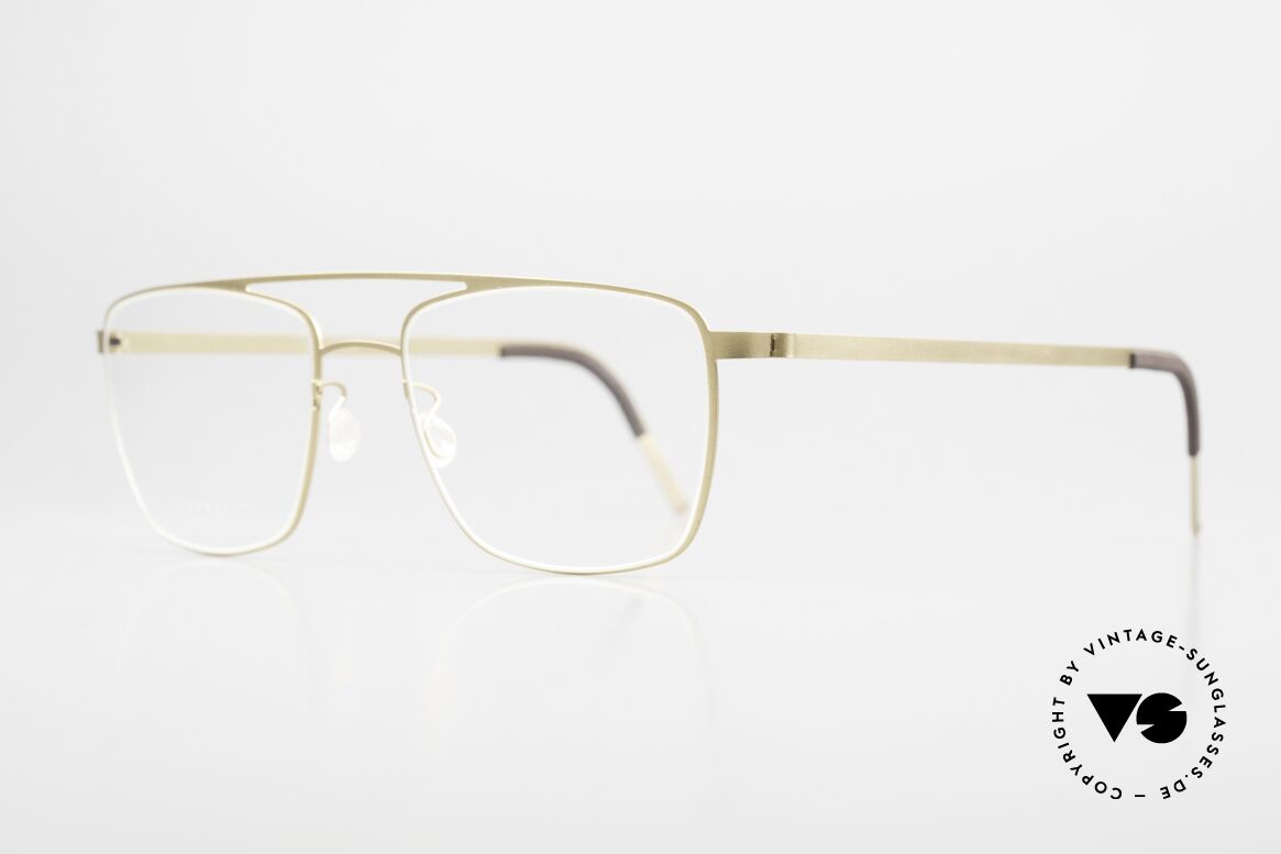 Lindberg 9595 Strip Titanium Vintage Designerbrille Men, Rahmen mit Doppelbrücke sind komplett in mattgold, Passend für Herren