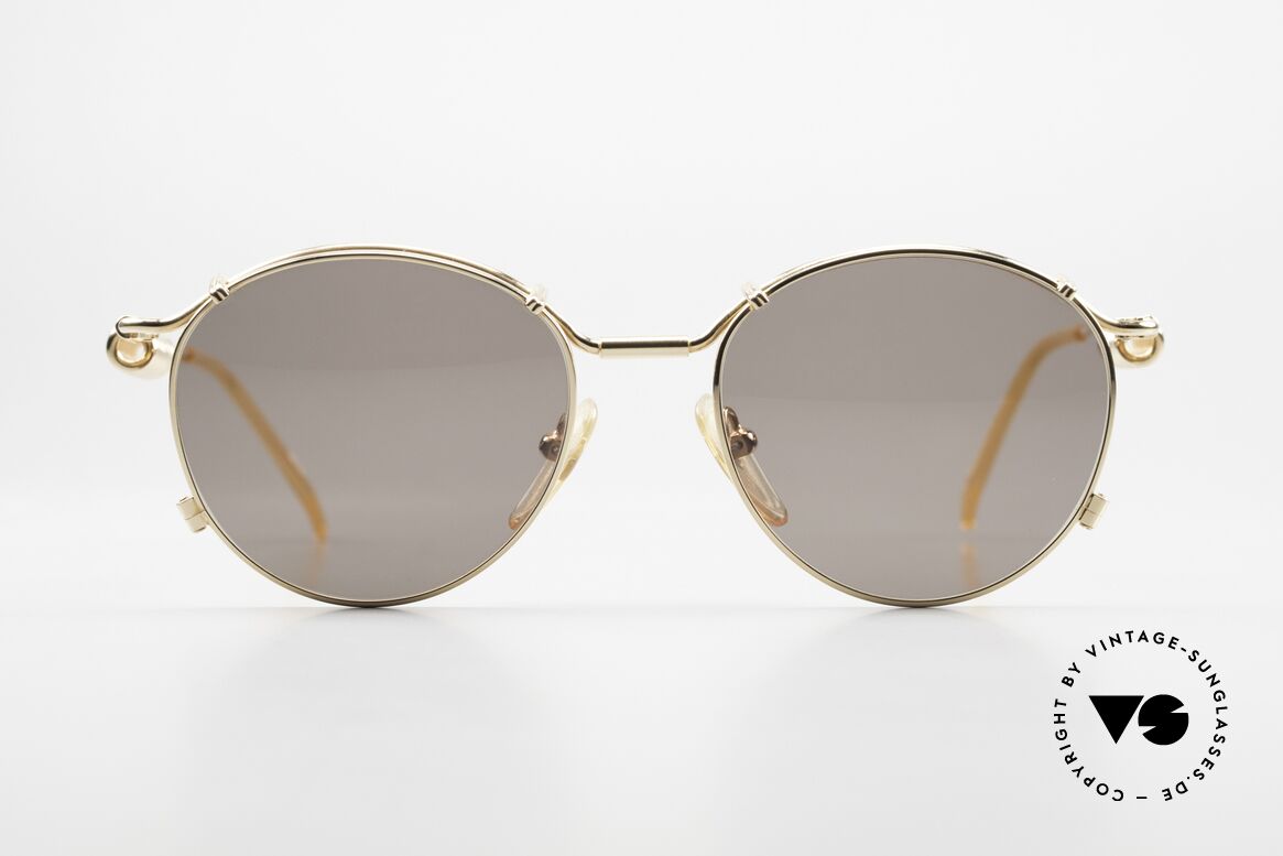 Jean Paul Gaultier 56-9174 Industrial 90er Sonnenbrille, typisches mechanisches J.P.G. Industrial-Design, Passend für Herren und Damen
