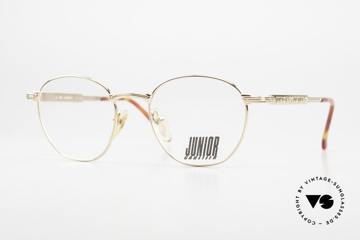 Jean Paul Gaultier 57-3178 22kt Vergoldete Panto Brille, Brille aus der Gaultier Junior Collection von 1997, Passend für Herren und Damen