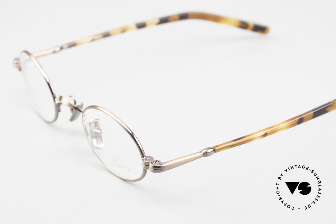 Lunor VA 101 Kleine Ovale Vintage Brille, Modell VA 101: Bügel aus einer Acetat-Metallkombi, Passend für Herren und Damen