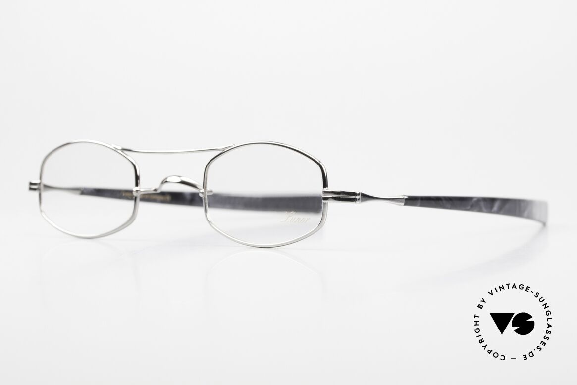 Lunor II A 16 Platin-Plattierte 90er Brille, extrem hochwertig platin-plattiert & Azetat-Bügel, Passend für Herren und Damen