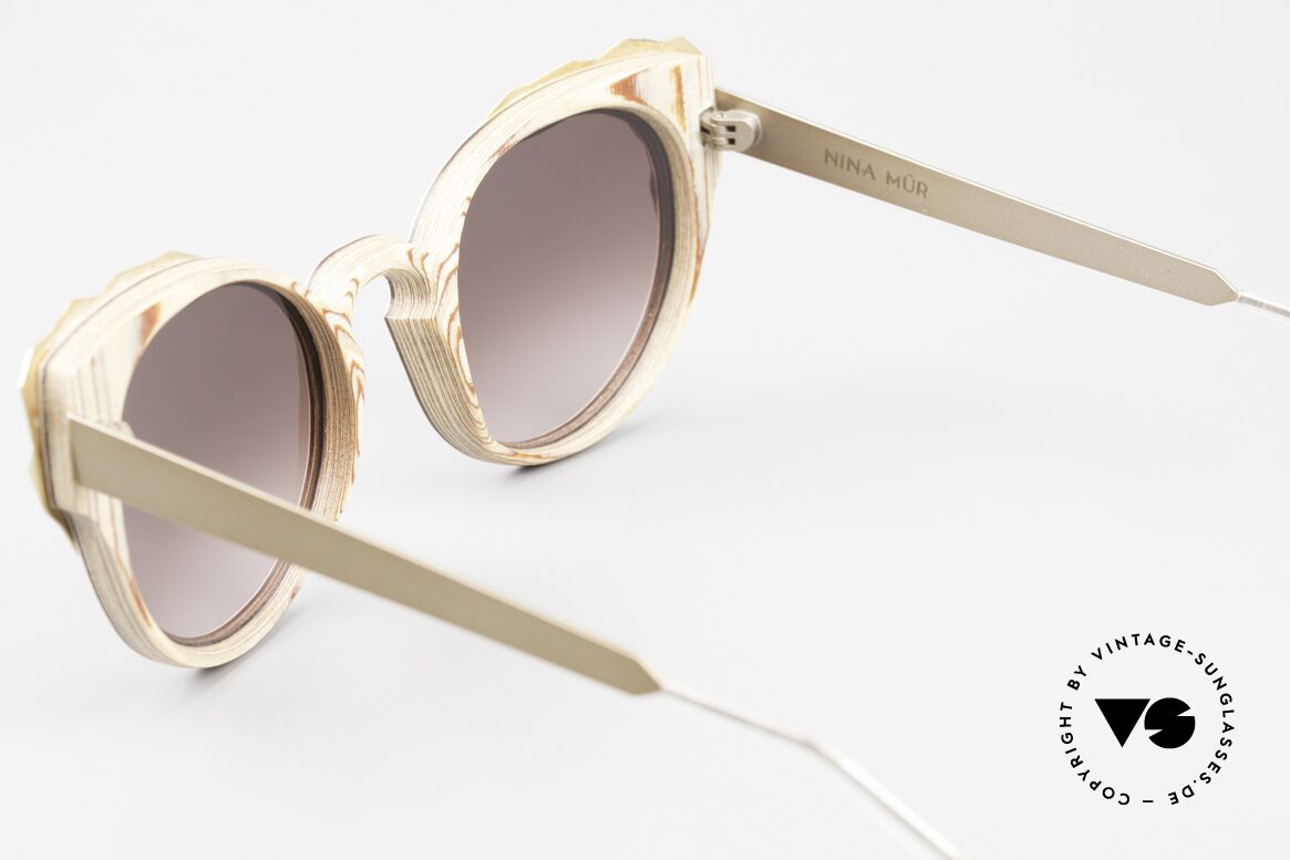 Nina Mur Liliana Damen Sonnenbrille Echtholz, Fassung ist ggf. beliebig verglasbar (gleitsichtfähig), Passend für Damen