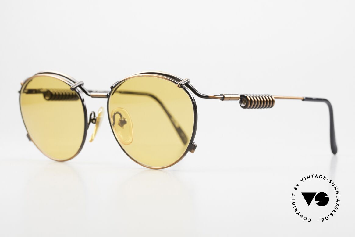 Jean Paul Gaultier 56-9174 Vintage Brille Antik Kupfer, die Metallbügel sind geformt wie eine Stromspule, Passend für Herren und Damen
