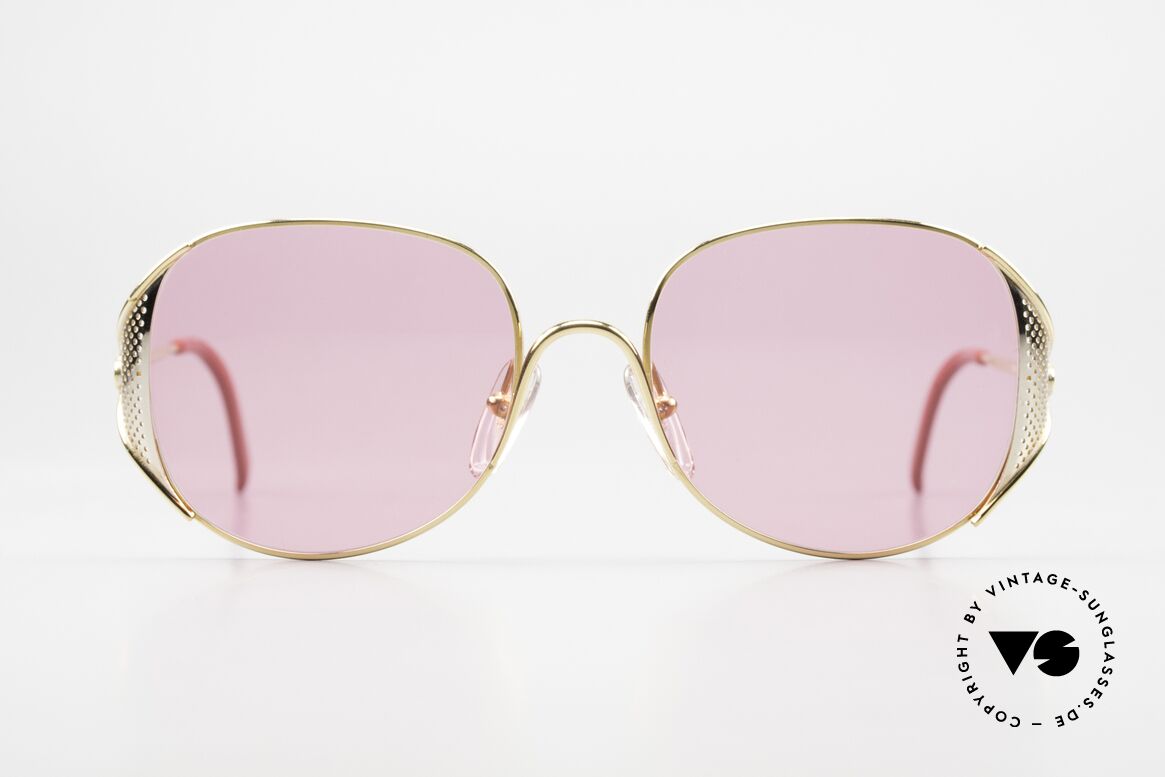 Christian Dior 2362 Damen Sonnenbrille In Pink, edles, vergoldetes Gestell mit pinken Sonnengläsern, Passend für Damen