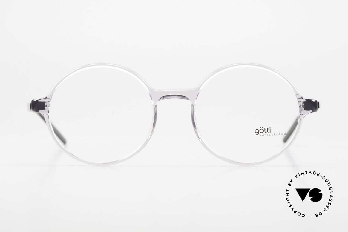 Götti Sedrin Zeitlos Transparent Schwarz, runde Brille für Damen & Herren: kristall/schwarz, Passend für Herren und Damen