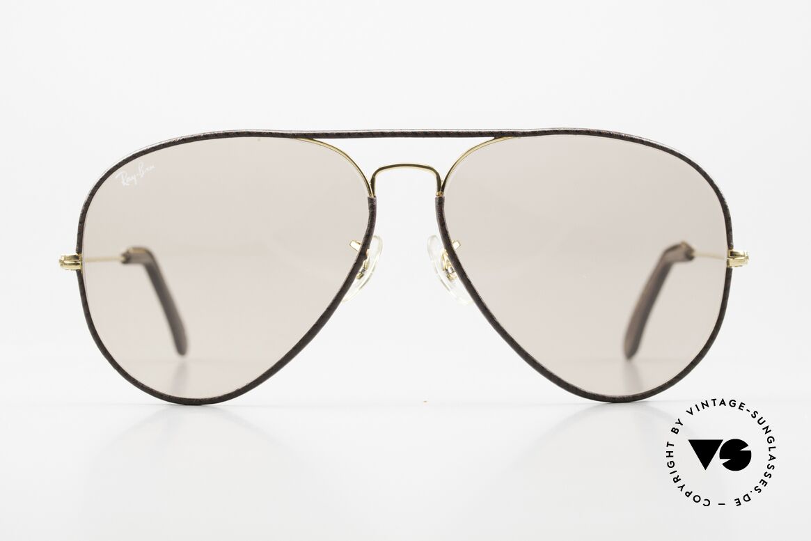 Ray Ban Large Metal II Selbstabdunkelnde Gläser, seltene Special Edition mit Teil-Leder; made in U.S.A., Passend für Herren