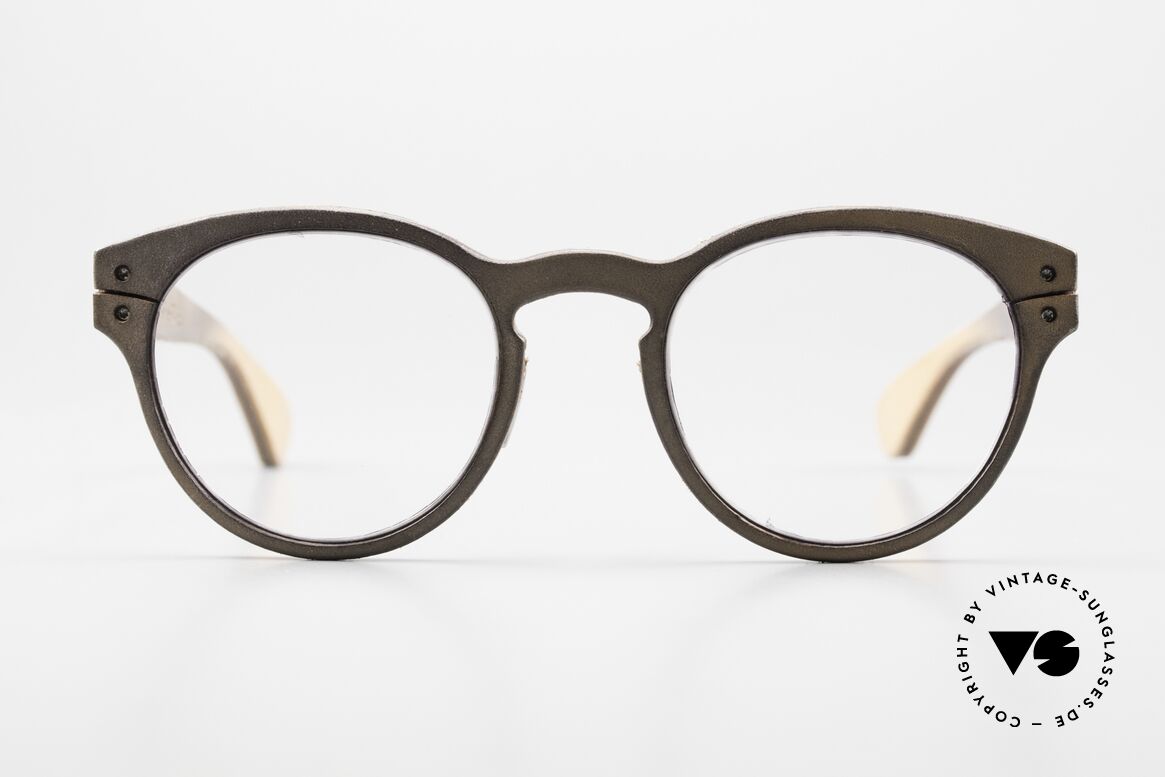 Lucas de Stael Minotaure Ray 03 Lederbrille Panto Style, Edelstahl-Kern mit Lederüberzug; edle UNISEX-Brille, Passend für Herren und Damen