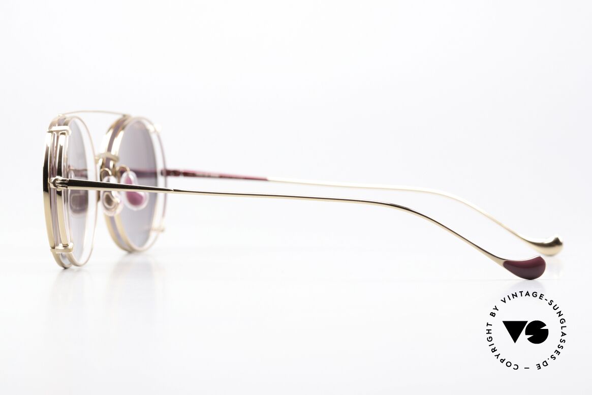 Caroline Abram Virginia Damenbrille mit Sonnen-Clip, weinrot/roségold mit gold-verspiegeltem Clip-On, Passend für Damen