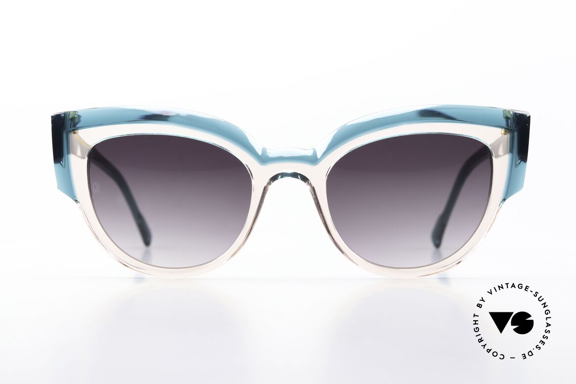 Caroline Abram Thelma Zart Rosa und Emerald Grün, eine zauberhafte Damen-Sonnenbrille aus Paris, Passend für Damen