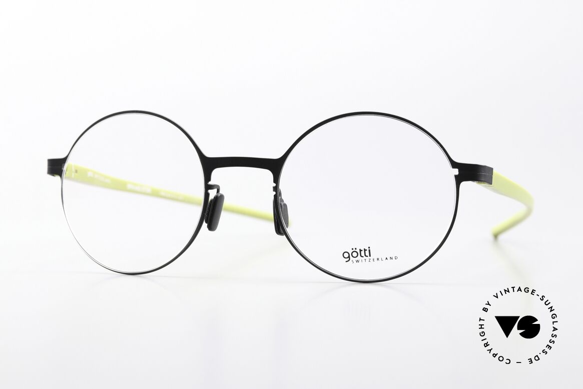 Götti Tamal Runde Titan Brillenfassung, Götti / Goetti Brille Tamal, Größe 48-20, BLKM-GE, Passend für Herren und Damen