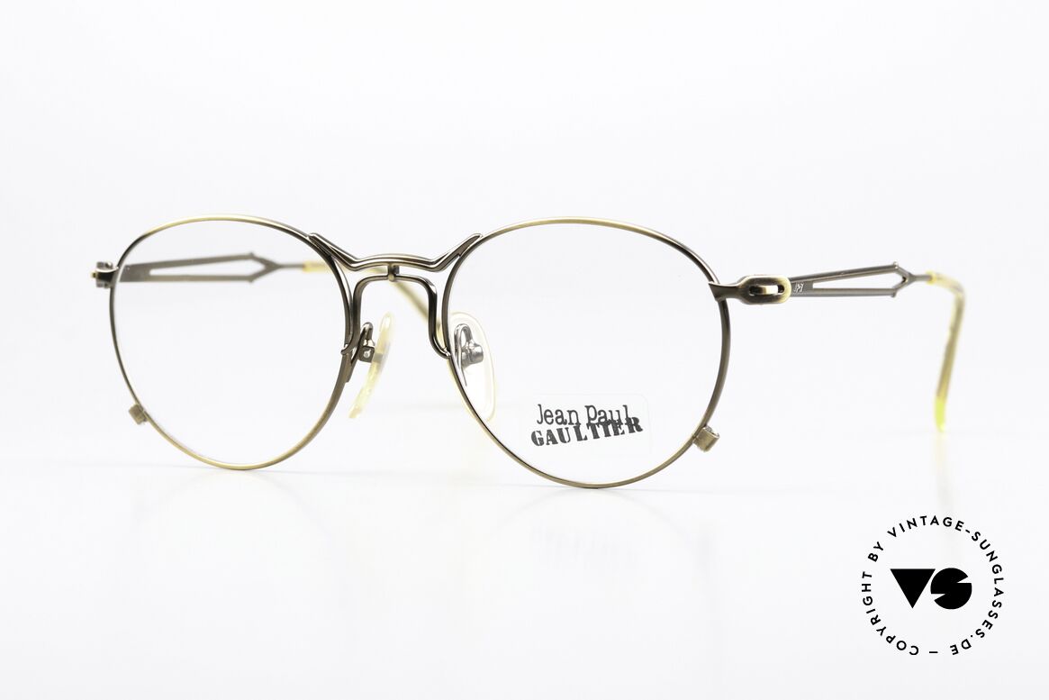 Jean Paul Gaultier 55-2177 Gebranntes Gold Rahmen 90er, außergewöhnliche vintage Brille von Jean P. Gaultier, Passend für Herren und Damen