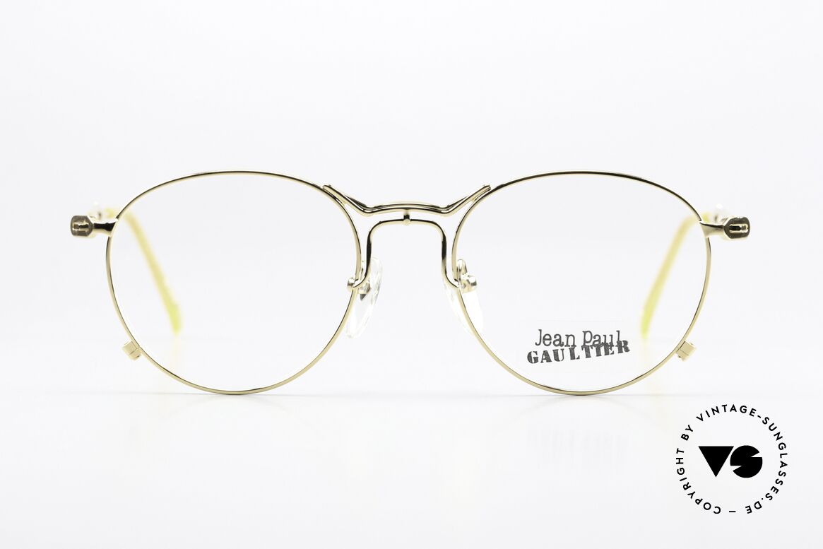 Jean Paul Gaultier 55-2177 Rare Brille Large Size 51mm, Titanium-Fassung, 22kt vergoldete Fassung, m.i.Japan, Passend für Herren und Damen