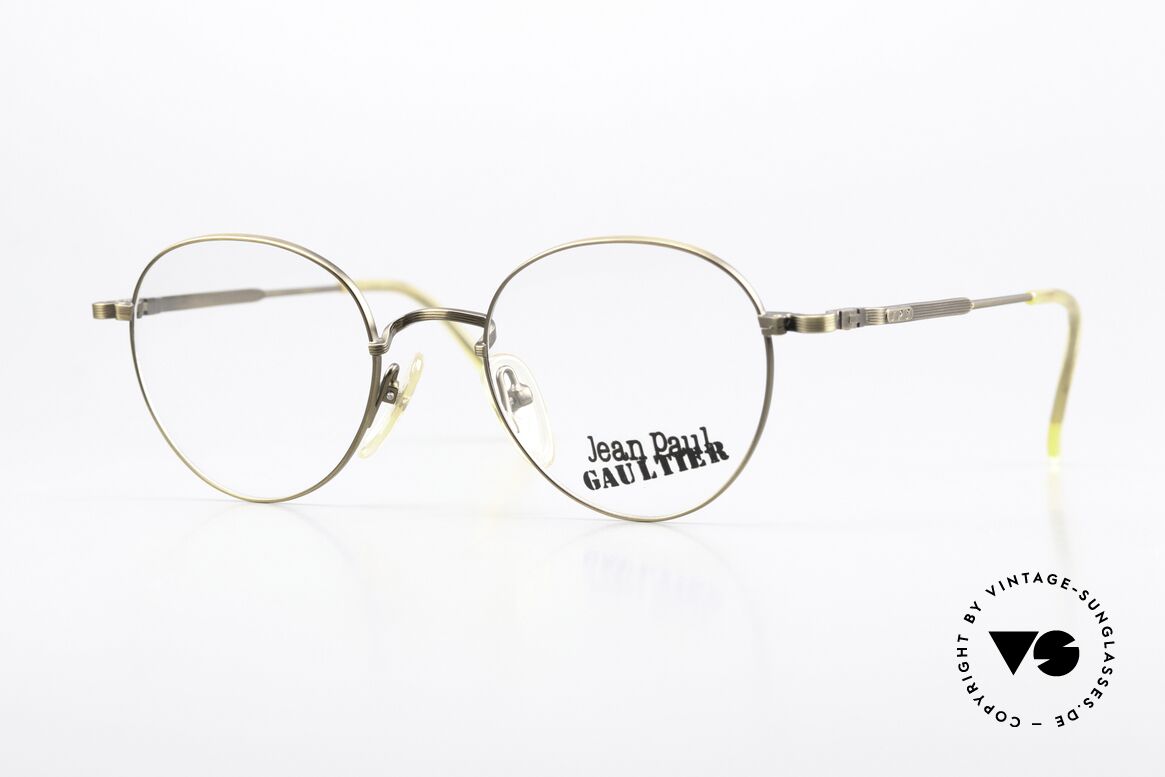Jean Paul Gaultier 55-1174 Gebranntes JPG Gold Antik, runde vintage Designerbrillenfassung von J.P. Gaultier, Passend für Herren und Damen