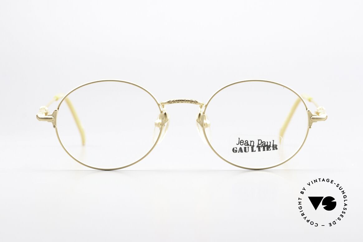 Jean Paul Gaultier 55-6109 Runde Vintage Brille 90er, vergoldete (gold plated) Fassung (Medium Gr. 48/19), Passend für Herren und Damen