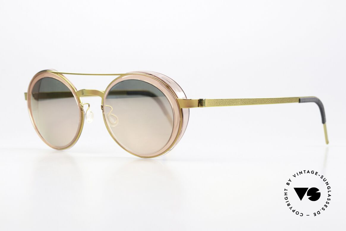 Lindberg 8410 Sun Titan Rahmen Mit Seitenblenden, rosé-gold & lichtdurchlässige, pinke Inner-Rims, Passend für Damen