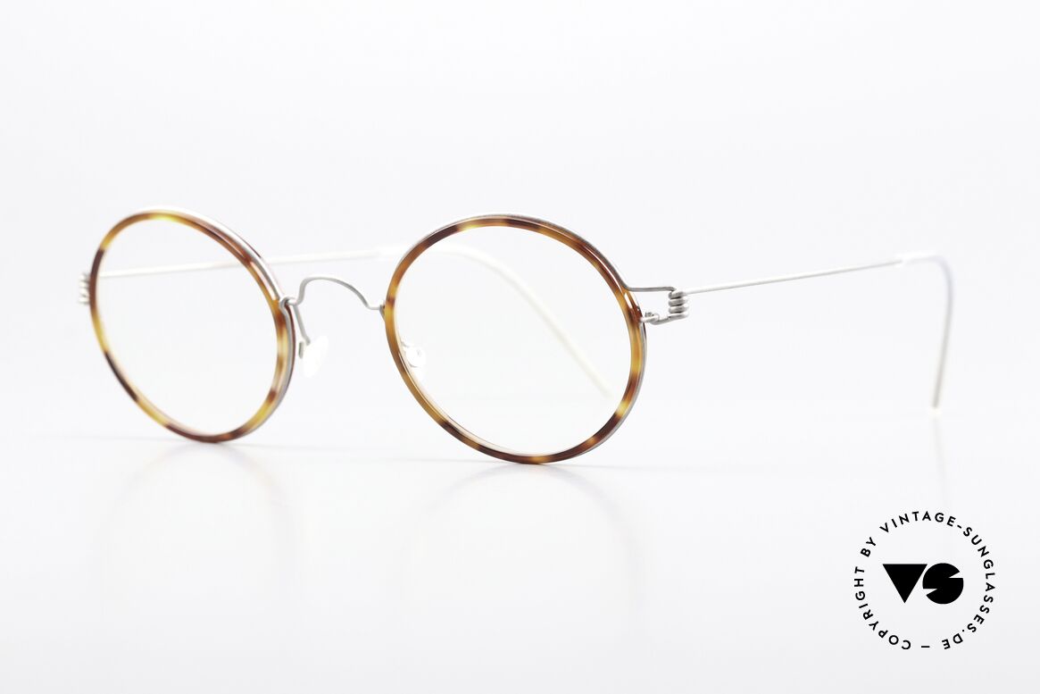Lindberg Harley Air Titan Rim Runde Brille Damen & Herren, markant veredelte Air Titanium Version mit Azetat-Rand, Passend für Herren und Damen