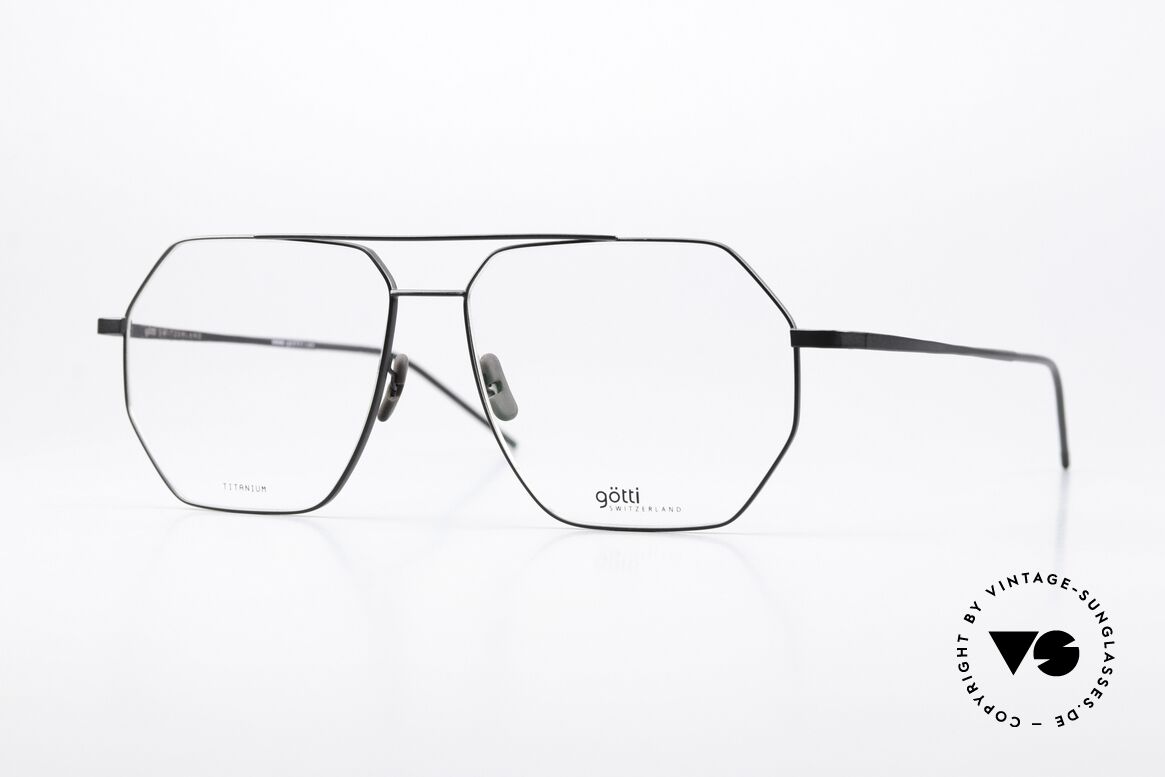 Götti Dice Eckige XL Titanium Brille, Götti / Goetti Brille Dice, col. BLKM, Größe 57/14, Passend für Herren