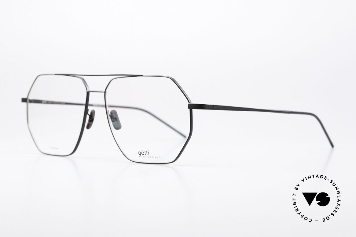 Götti Dice Eckige XL Titanium Brille, fühlbare Spitzen-Qualität; markant in mattschwarz, Passend für Herren