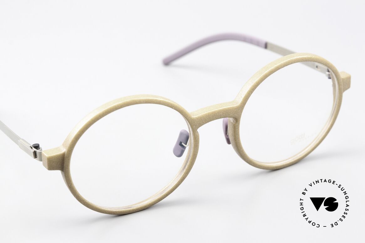 Götti Dumu Runde Brille Kleine Köpfe, ungetragenes Designerstück von 2018, mit Hartetui, Passend für Herren und Damen