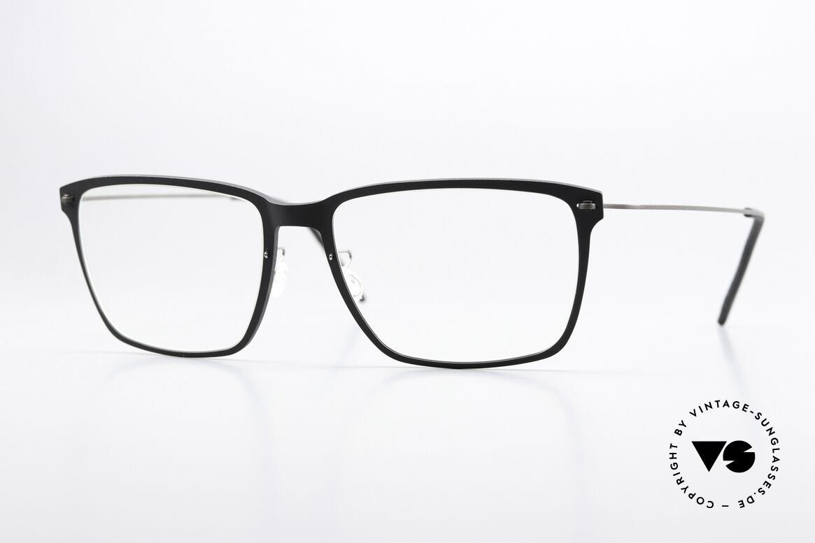 Lindberg 6505 NOW Mattschwarz & Dunkelgrau, eckige Lindberg Brille aus der NOW bzw. N.O.W. Serie, Passend für Herren und Damen