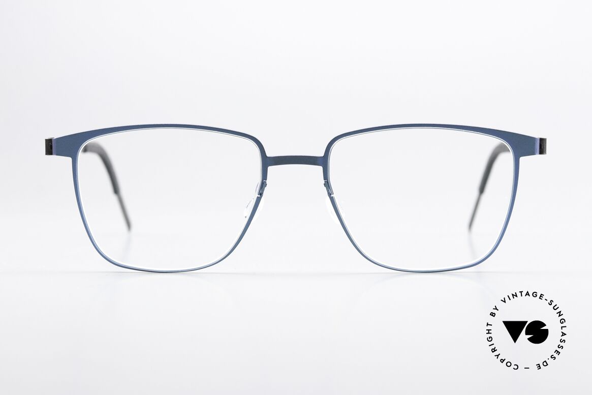Lindberg 9612 Strip Titanium Eckige Brille Blau Metallic, Modell 9612, in Größe 49/17, Bügel 135; Col. T407-U9, Passend für Herren und Damen