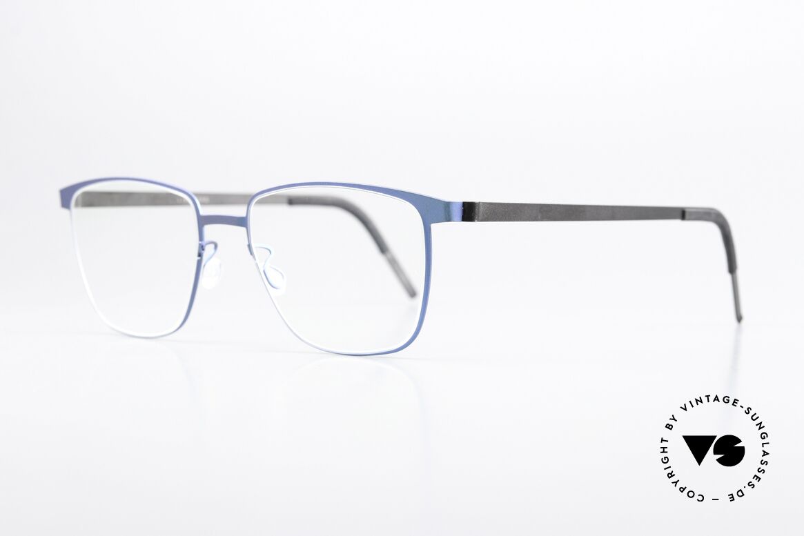 Lindberg 9612 Strip Titanium Eckige Brille Blau Metallic, federleicht und dennoch sehr stabil und sehr langlebig, Passend für Herren und Damen