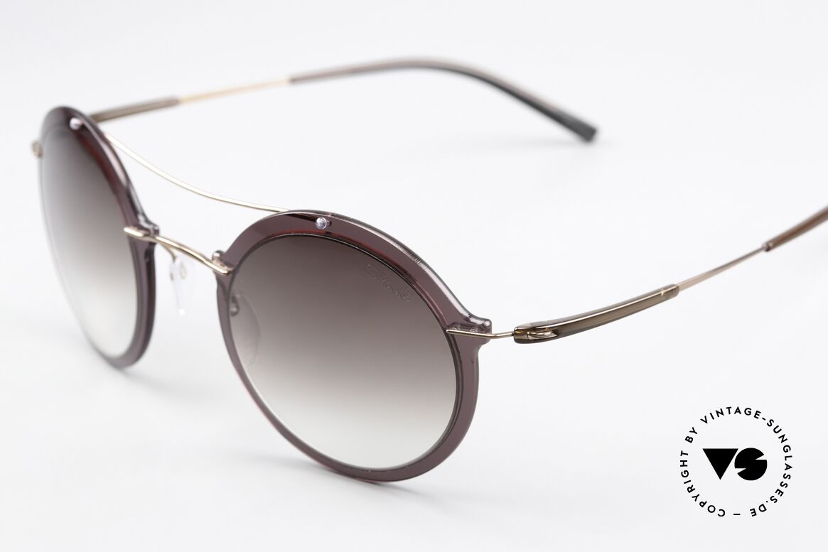 Silhouette 8705 Leichte Runde Sonnenbrille, Titanium-Rahmen mit Kunststoff-Glasfassungen, Passend für Herren und Damen