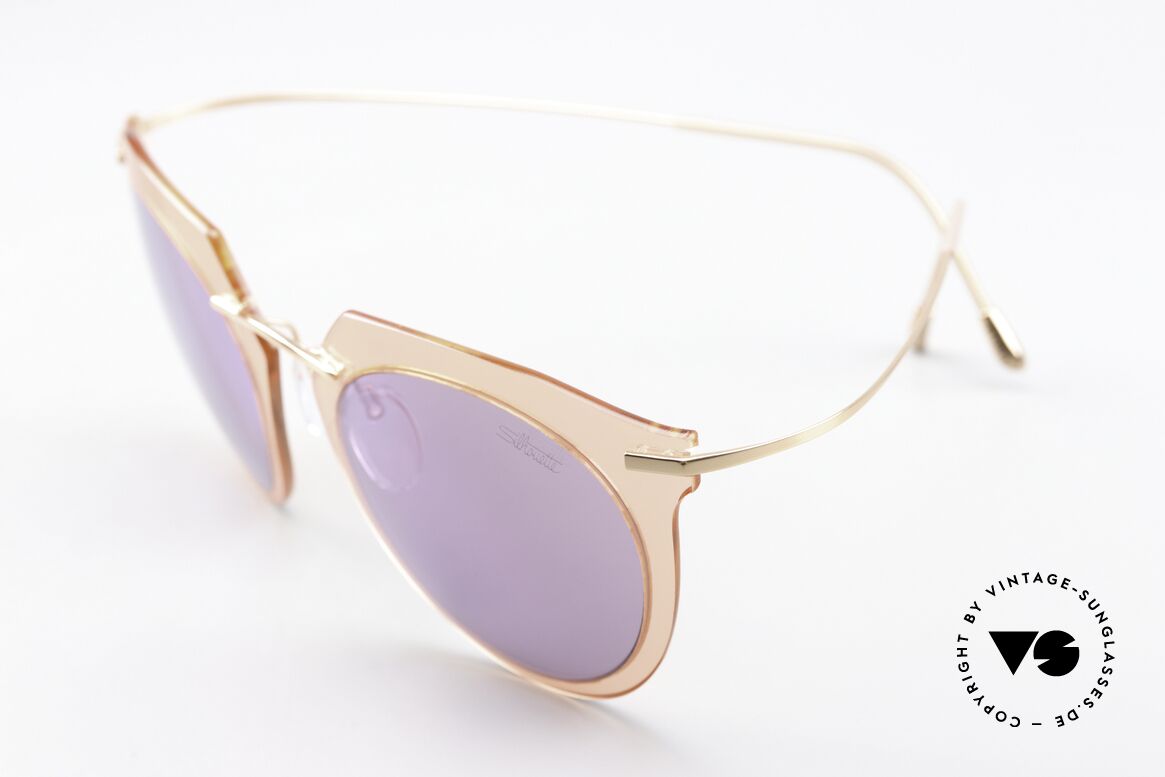 Silhouette 9909 Minimalistische Sonnenbrille, wiegt daher auch nur 13 Gramm; "pink / rosé gold", Passend für Damen