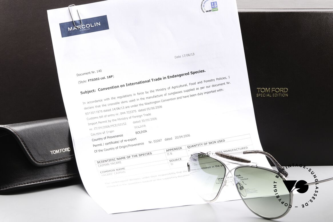 Tom Ford TF302 Alexander Krokodilleder aus Bolivien, Größe: large, Passend für Herren
