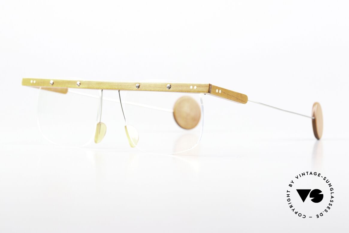 P. Klenk Bauhaus Vintage Brille Bauhaus Stil, einzigartiger Rahmen (Balken und Enden sind aus Holz), Passend für Herren