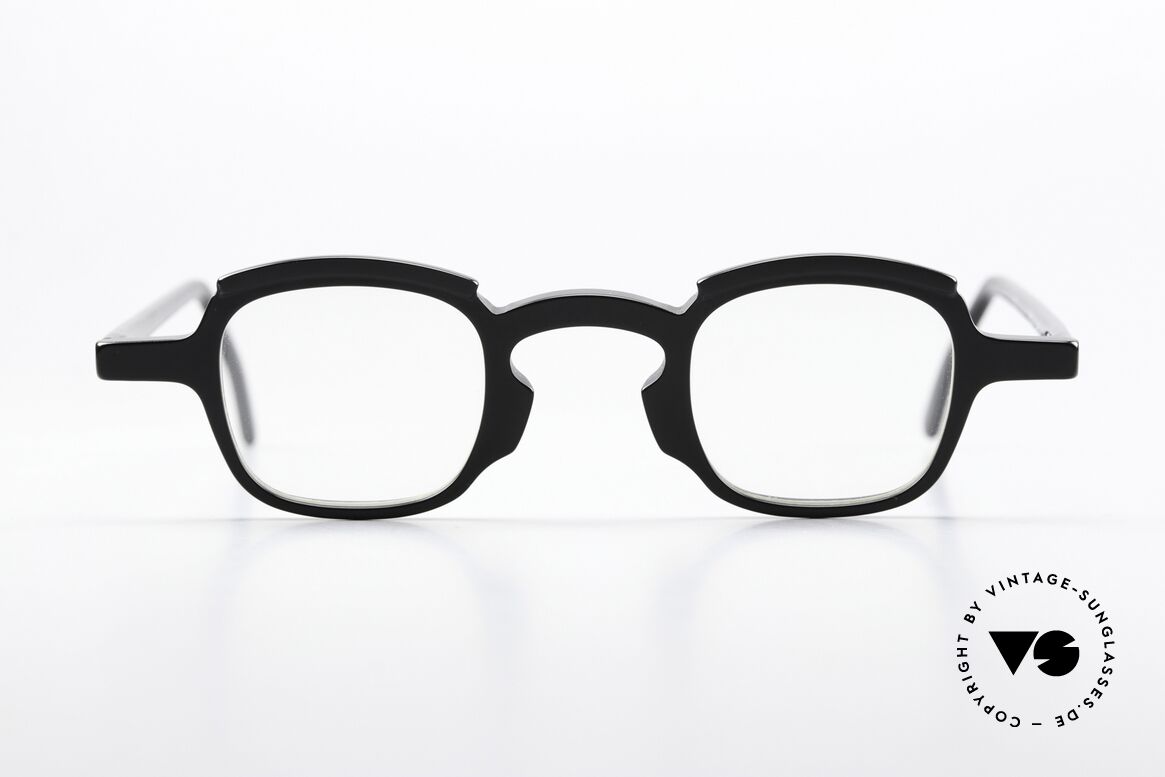 Theo Belgium Peche Eckige Designerbrille 90er, vintage 90er Theo Belgium Brille in klassisch-schwarz, Passend für Herren und Damen