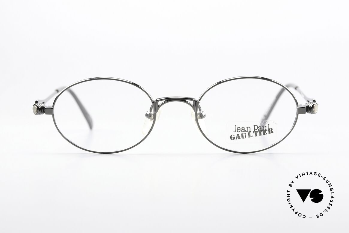 Jean Paul Gaultier 56-7202 Ovale Brille In Gunmetal, alte original vintage Jean Paul Gaultier Designer-Brille, Passend für Herren und Damen