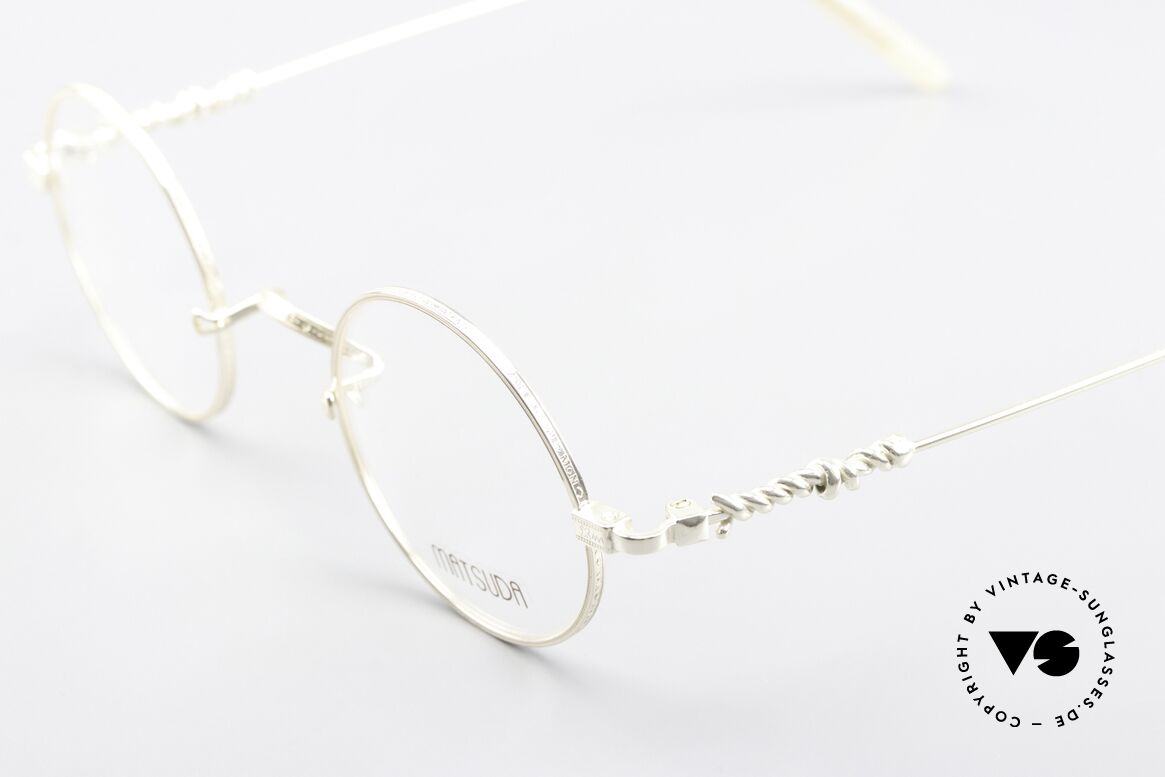 Matsuda 2869 Runde 90er Vintage Brille, komplette Front ist mit aufwändigen Gravuren verziert, Passend für Herren und Damen