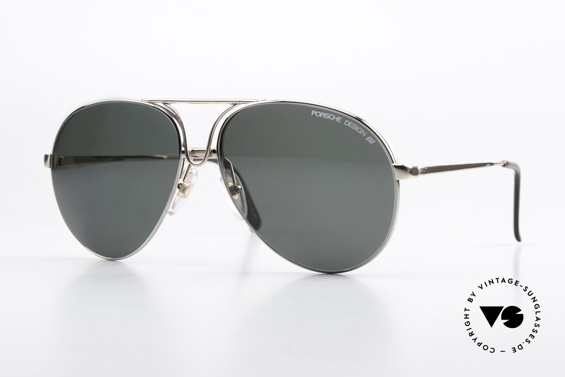 Porsche 5657 Zwei Sonnenbrillen in Einer, 1x vergoldet mit Sonnengläsern in grün-Verauf, Passend für Herren