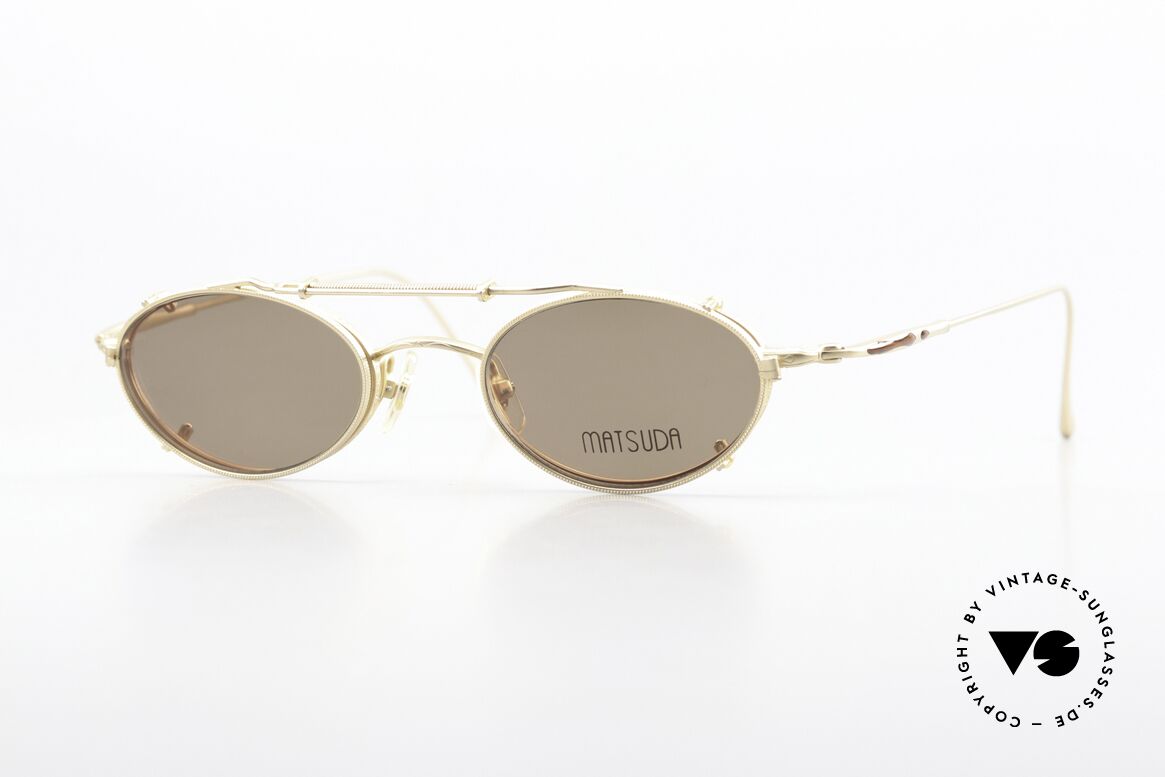 Matsuda 10139 Clip On Vintage Brille 90er, Matsuda 10139, in Größe 46-20, 145mm, in mattgold, Passend für Herren und Damen