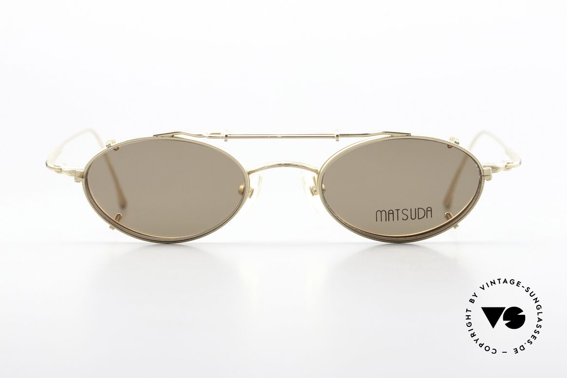 Matsuda 10139 Clip On Vintage Brille 90er, rare 90er Designer-Brille mit Sonnen-Clip (100% UV), Passend für Herren und Damen