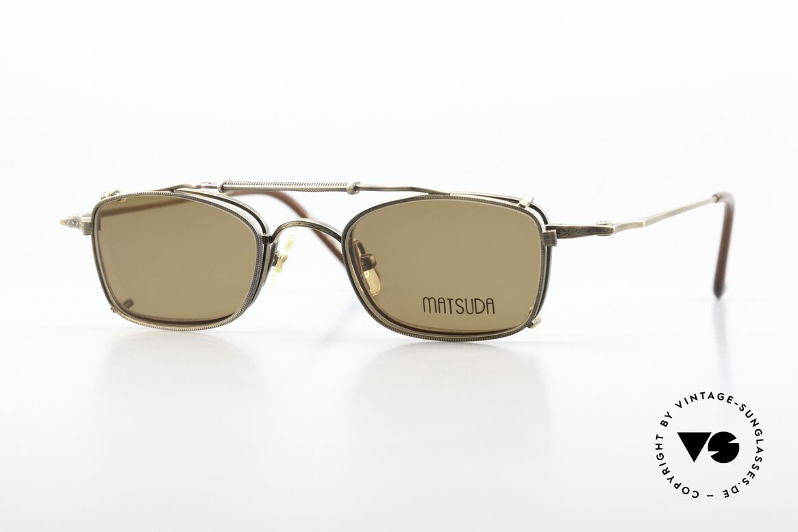 Matsuda 10133 Clip On Brille 90er Titan, Matsuda 10113, Größe 45-21, 145mm, Titanium Brille, Passend für Herren und Damen