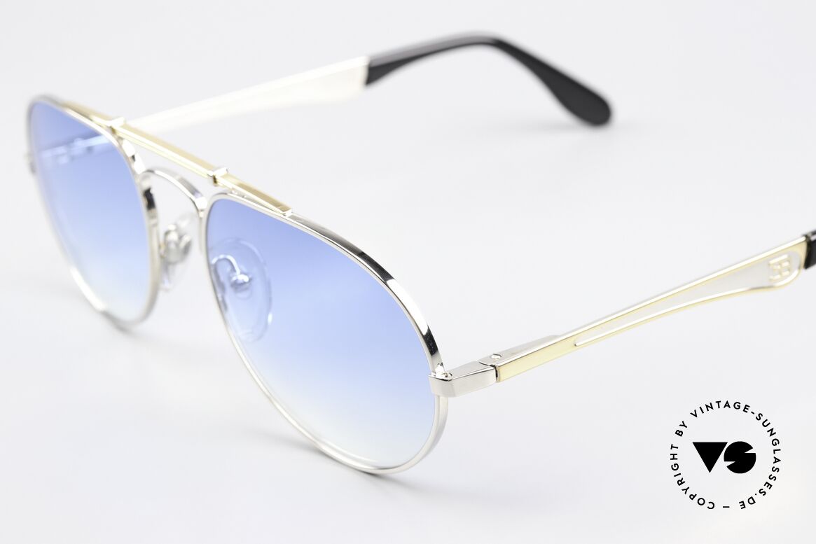 Bugatti 11809 Seltener Aviator Style 80er, edler Rahmen gold/silber; Brücke wie eine Blattfeder, Passend für Herren