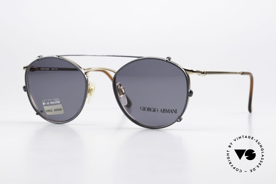 Giorgio Armani 132 Mit Sonnenclip Blau Metallic, zeitlose 80er/90er J. Giorgio Armani DesignerBrille, Passend für Herren und Damen