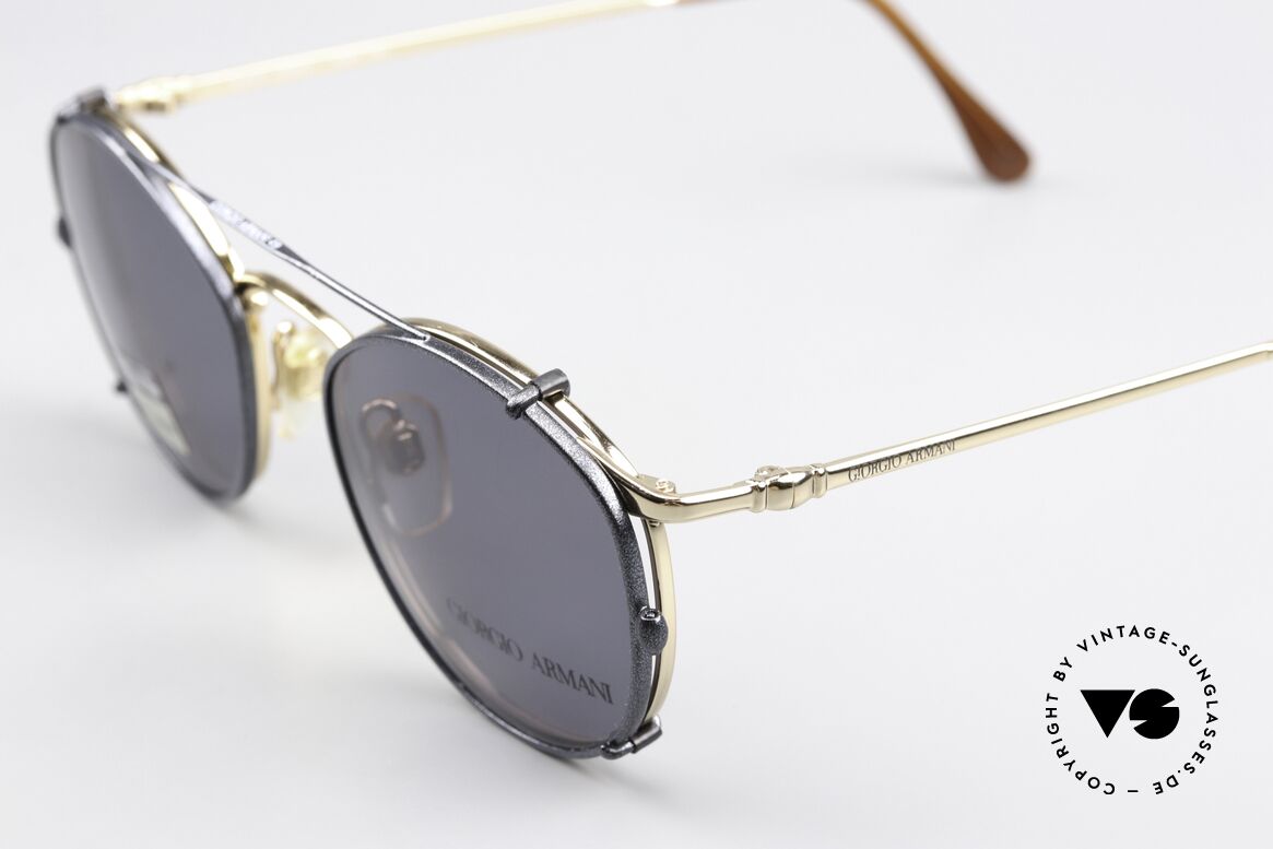 Giorgio Armani 132 Mit Sonnenclip Blau Metallic, genial als Korrektionsbrille & Sonnenbrille nutzbar, Passend für Herren und Damen