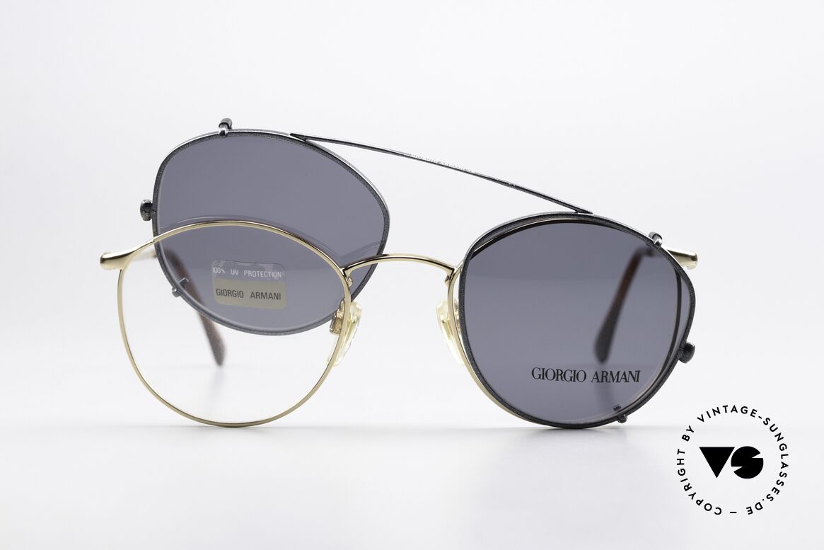Giorgio Armani 132 Mit Sonnenclip Blau Metallic, Größe: small, Passend für Herren und Damen