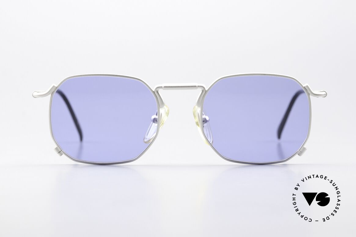 Jean Paul Gaultier 55-8175 Eckige 90er Brille Unisex, extrem hochwertige Fassung; mattsilber, Gr. 50/19, Passend für Herren und Damen