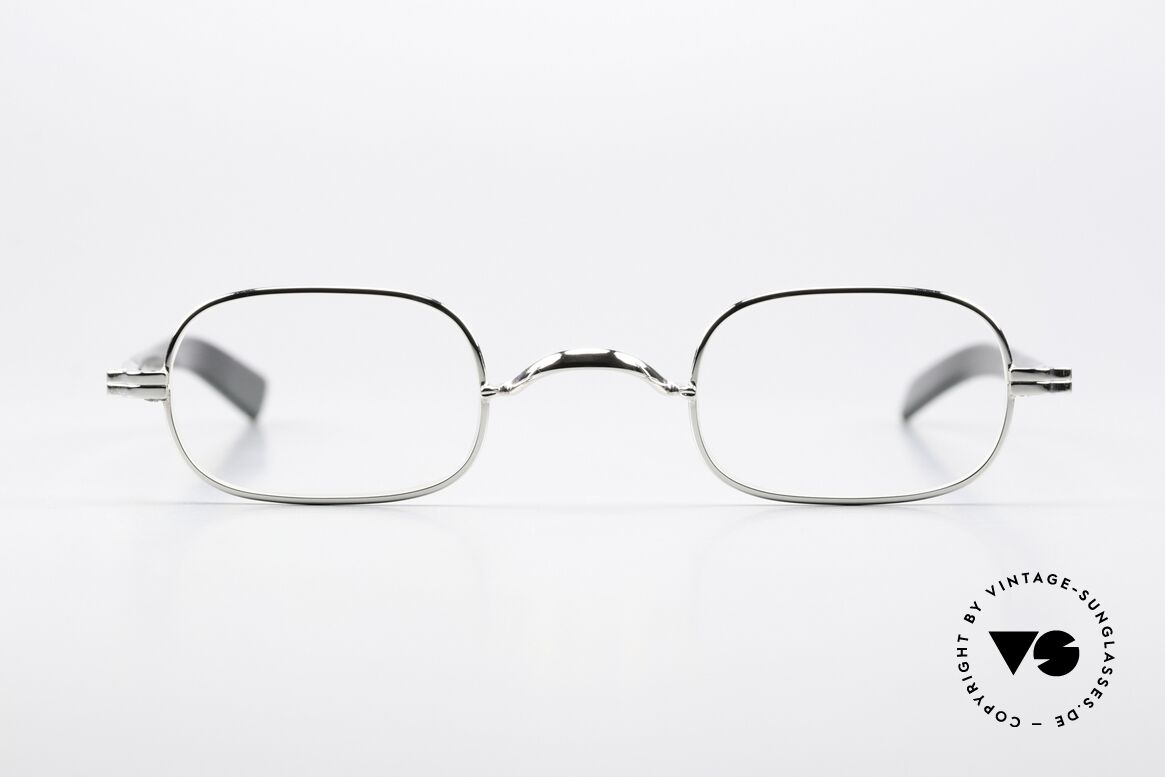 Lunor II A 00 Vintage Brille Platin Plattiert, edle Kombination: Metallfassung mit Acetatbügeln, Passend für Herren und Damen